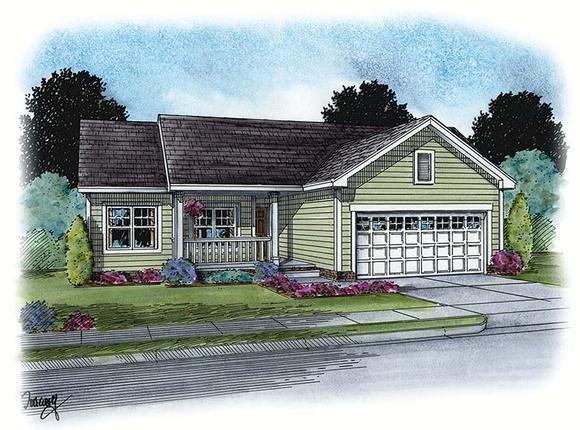 Country, Ranch, Traditional House Plan 66789 with 3 Beds, 3 Baths, 2 Car Garage Elevation