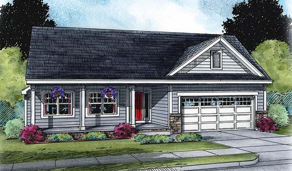 Ranch, Traditional House Plan 66790 with 2 Beds, 2 Baths, 2 Car Garage Elevation