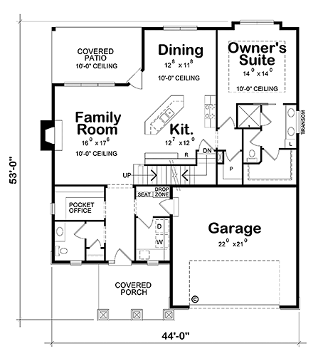 Bungalow, Cottage, Country, Craftsman House Plan 66794 with 3 Beds, 3 Baths, 2 Car Garage First Level Plan