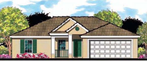 Florida, Ranch House Plan 66804 with 3 Beds, 2 Baths, 2 Car Garage Elevation