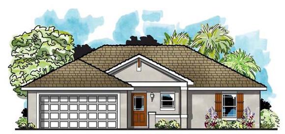 Cottage, Craftsman, Florida, Ranch, Traditional House Plan 66805 with 3 Beds, 2 Baths, 2 Car Garage Elevation