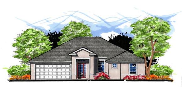 Contemporary, Florida House Plan 66810 with 3 Beds, 2 Baths, 2 Car Garage Elevation