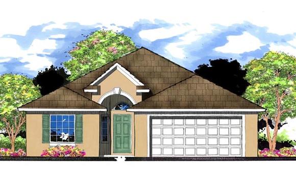 Florida, Traditional House Plan 66812 with 3 Beds, 2 Baths, 2 Car Garage Elevation