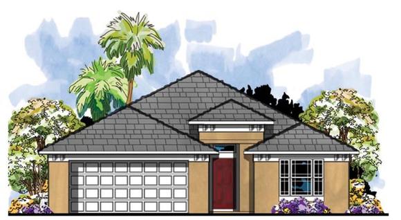 Contemporary, Florida House Plan 66817 with 4 Beds, 2 Baths, 2 Car Garage Elevation