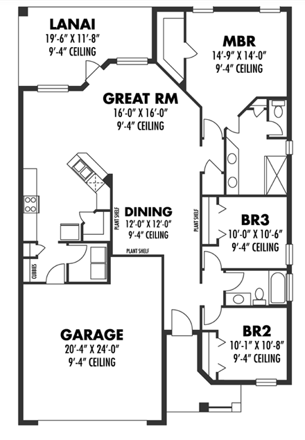 Cottage, Craftsman, Florida House Plan 66818 with 3 Beds, 2 Baths, 2 Car Garage First Level Plan