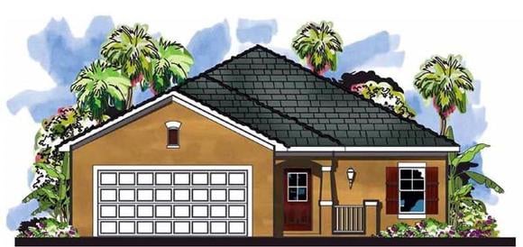 Cottage, Craftsman, Florida House Plan 66818 with 3 Beds, 2 Baths, 2 Car Garage Elevation