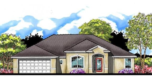 Florida, Ranch House Plan 66821 with 3 Beds, 2 Baths, 2 Car Garage Elevation