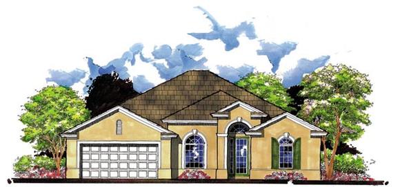 Florida, Traditional House Plan 66828 with 3 Beds, 2 Baths, 3 Car Garage Elevation