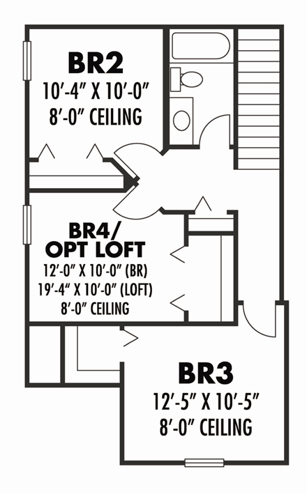 Cottage, Craftsman, Florida House Plan 66830 with 4 Beds, 3 Baths, 2 Car Garage Second Level Plan