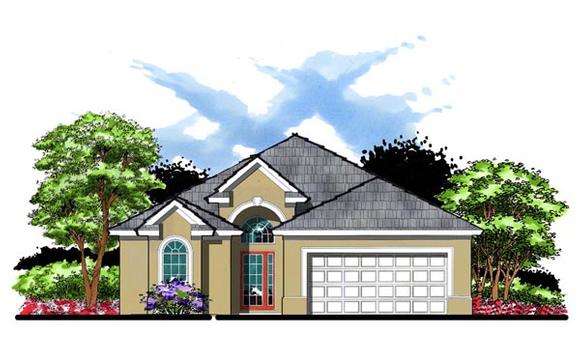 Florida, Traditional House Plan 66836 with 3 Beds, 2 Baths, 2 Car Garage Elevation