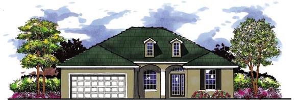 Country, Florida, Ranch House Plan 66848 with 4 Beds, 3 Baths, 2 Car Garage Elevation