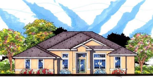 Contemporary, Florida, Traditional House Plan 66859 with 4 Beds, 3 Baths, 3 Car Garage Elevation
