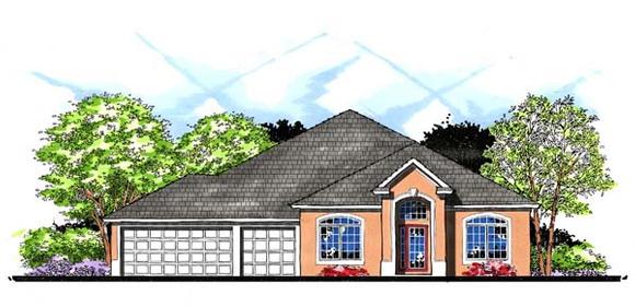 Contemporary, Florida, Ranch, Traditional House Plan 66861 with 4 Beds, 3 Baths, 3 Car Garage Elevation