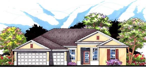 Contemporary, Florida, Ranch, Traditional House Plan 66867 with 4 Beds, 3 Baths, 3 Car Garage Elevation
