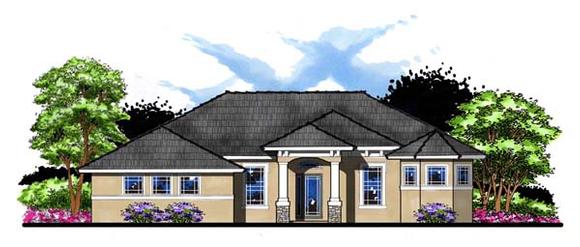 Craftsman, Florida, Ranch, Traditional House Plan 66884 with 4 Beds, 3 Baths, 3 Car Garage Elevation