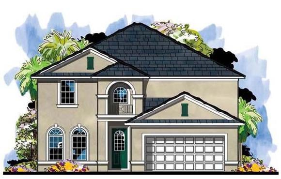 Colonial, Florida, Traditional House Plan 66885 with 5 Beds, 3 Baths, 2 Car Garage Elevation