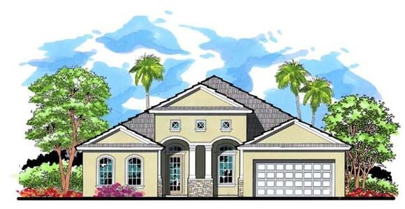Craftsman, Florida, Traditional House Plan 66886 with 4 Beds, 3 Baths, 2 Car Garage Elevation