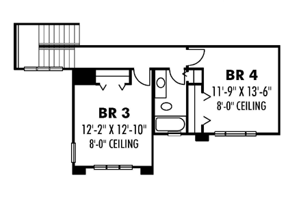Contemporary, Florida, Prairie House Plan 66888 with 4 Beds, 3 Baths, 2 Car Garage Second Level Plan