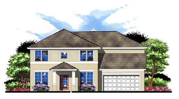 Colonial, Florida, Traditional House Plan 66890 with 5 Beds, 3 Baths, 2 Car Garage Elevation