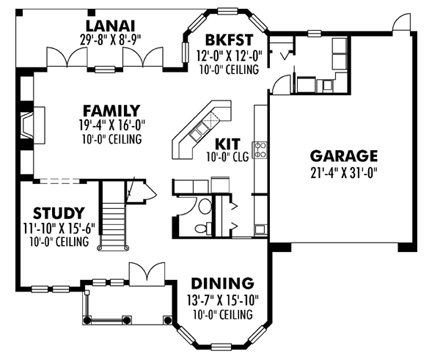 Florida, Mediterranean, Traditional House Plan 66897 with 5 Beds, 4 Baths, 2 Car Garage First Level Plan