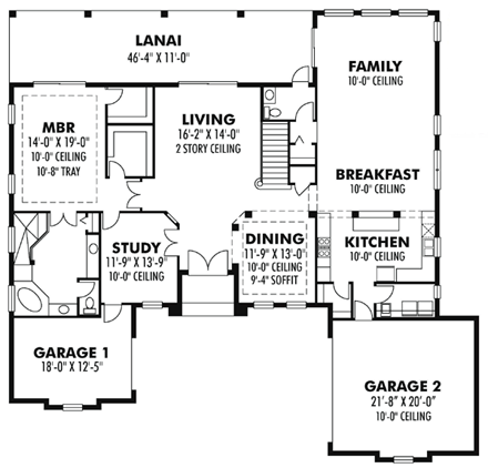 Contemporary, Florida, Mediterranean, Traditional House Plan 66901 with 4 Beds, 4 Baths, 3 Car Garage First Level Plan