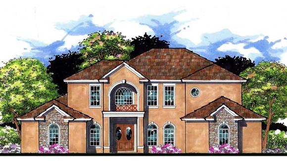 Contemporary, Florida, Mediterranean, Traditional House Plan 66901 with 4 Beds, 4 Baths, 3 Car Garage Elevation
