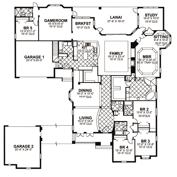 House Plan 66912 - Traditional Style with 4575 Sq Ft, 5 Bed, 4 Ba