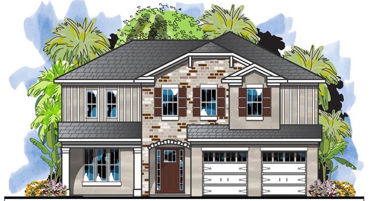 Traditional House Plan 66919 with 4 Beds, 4 Baths, 2 Car Garage Elevation