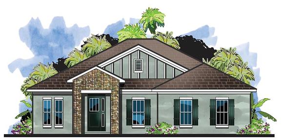 Cottage, Florida, Traditional House Plan 66924 with 4 Beds, 3 Baths, 2 Car Garage Elevation