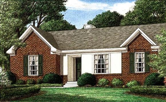 Ranch House Plan 67001 with 3 Beds, 2 Baths Elevation