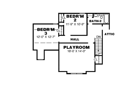 Country, Southern, Victorian House Plan 67003 with 3 Beds, 3 Baths, 2 Car Garage Second Level Plan