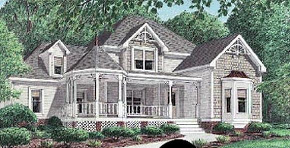 Country, Southern, Victorian House Plan 67003 with 3 Beds, 3 Baths, 2 Car Garage Elevation