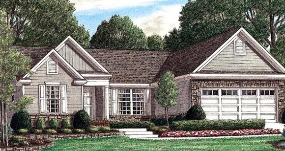 One-Story, Traditional House Plan 67010 with 3 Beds, 2 Baths, 2 Car Garage Elevation
