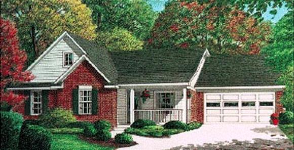 One-Story, Traditional House Plan 67017 with 3 Beds, 2 Baths, 2 Car Garage Elevation