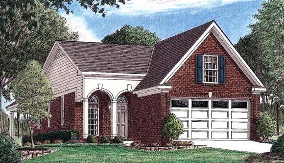 Narrow Lot, One-Story, Traditional House Plan 67020 with 3 Beds, 2 Baths, 2 Car Garage Elevation