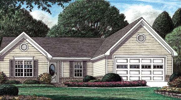 One-Story, Traditional House Plan 67025 with 3 Beds, 2 Baths, 2 Car Garage Elevation