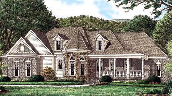 Country, Victorian House Plan 67031 with 4 Beds, 3 Baths, 2 Car Garage Elevation