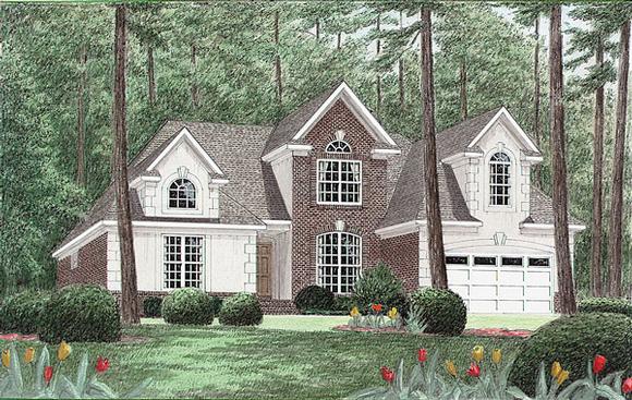 Traditional House Plan 67038 with 3 Beds, 3 Baths, 2 Car Garage Elevation