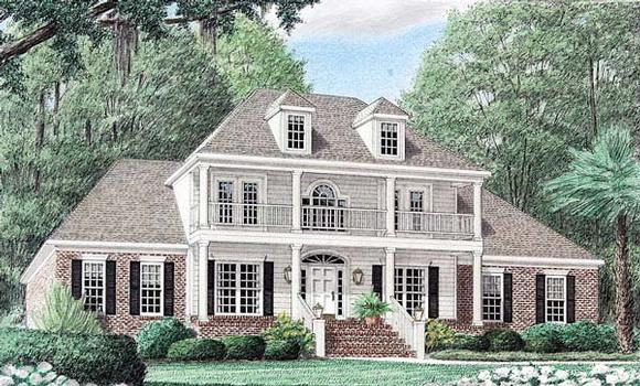 Colonial, Country, Southern House Plan 67039 with 4 Beds, 4 Baths, 2 Car Garage Elevation