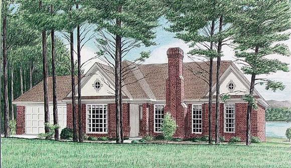 One-Story, Ranch House Plan 67044 with 3 Beds, 2 Baths, 2 Car Garage Elevation