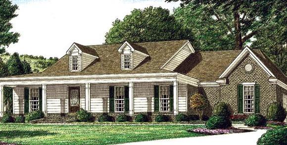 Country, One-Story House Plan 67049 with 3 Beds, 2 Baths, 2 Car Garage Elevation