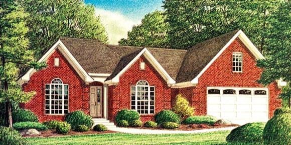 One-Story, Traditional House Plan 67057 with 3 Beds, 2 Baths, 2 Car Garage Elevation