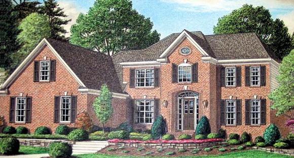 Colonial House Plan 67119 with 4 Beds, 4 Baths, 3 Car Garage Elevation