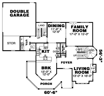 Victorian House Plan 67120 with 4 Beds, 4 Baths, 2 Car Garage First Level Plan