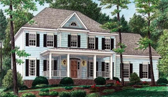 Colonial House Plan 67123 with 4 Beds, 4 Baths, 2 Car Garage Elevation