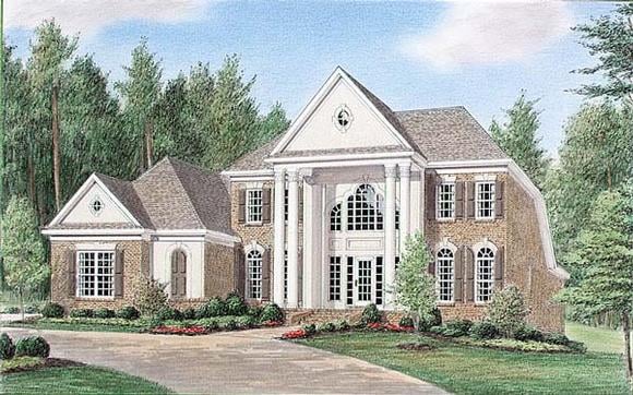 Colonial House Plan 67124 with 4 Beds, 4 Baths, 3 Car Garage Elevation