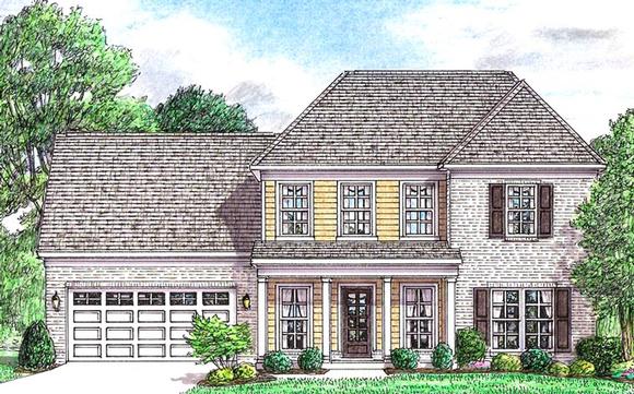 Colonial, Country, Southern, Traditional House Plan 67145 with 3 Beds, 3 Baths, 2 Car Garage Elevation