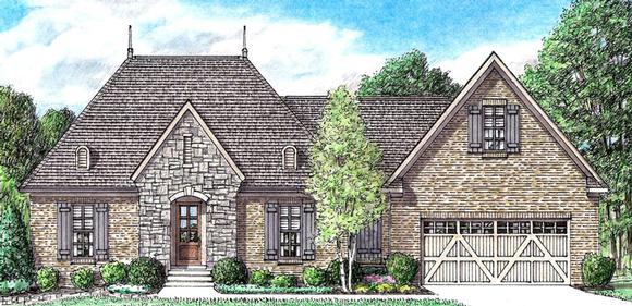 Country, European, French Country House Plan 67146 with 3 Beds, 2 Baths, 2 Car Garage Elevation