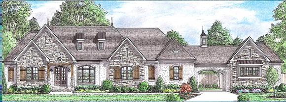 Country, European, French Country House Plan 67164 with 3 Beds, 4 Baths, 4 Car Garage Elevation