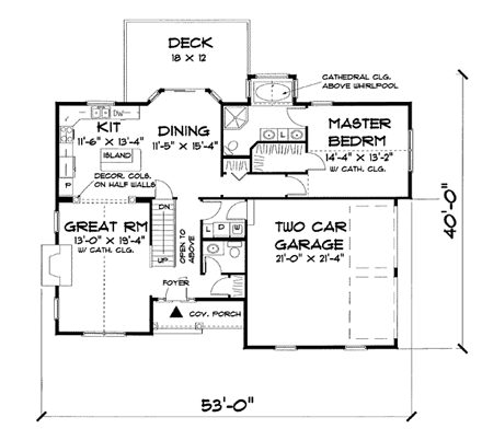 Traditional House Plan 67204 with 3 Beds, 2 Baths, 2 Car Garage First Level Plan